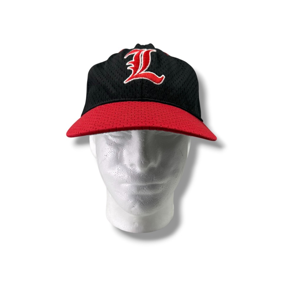 Louisville Cardinals OTF TPX Baseball Cap Fitted Hat Black Red Mesh Size 7 1/8